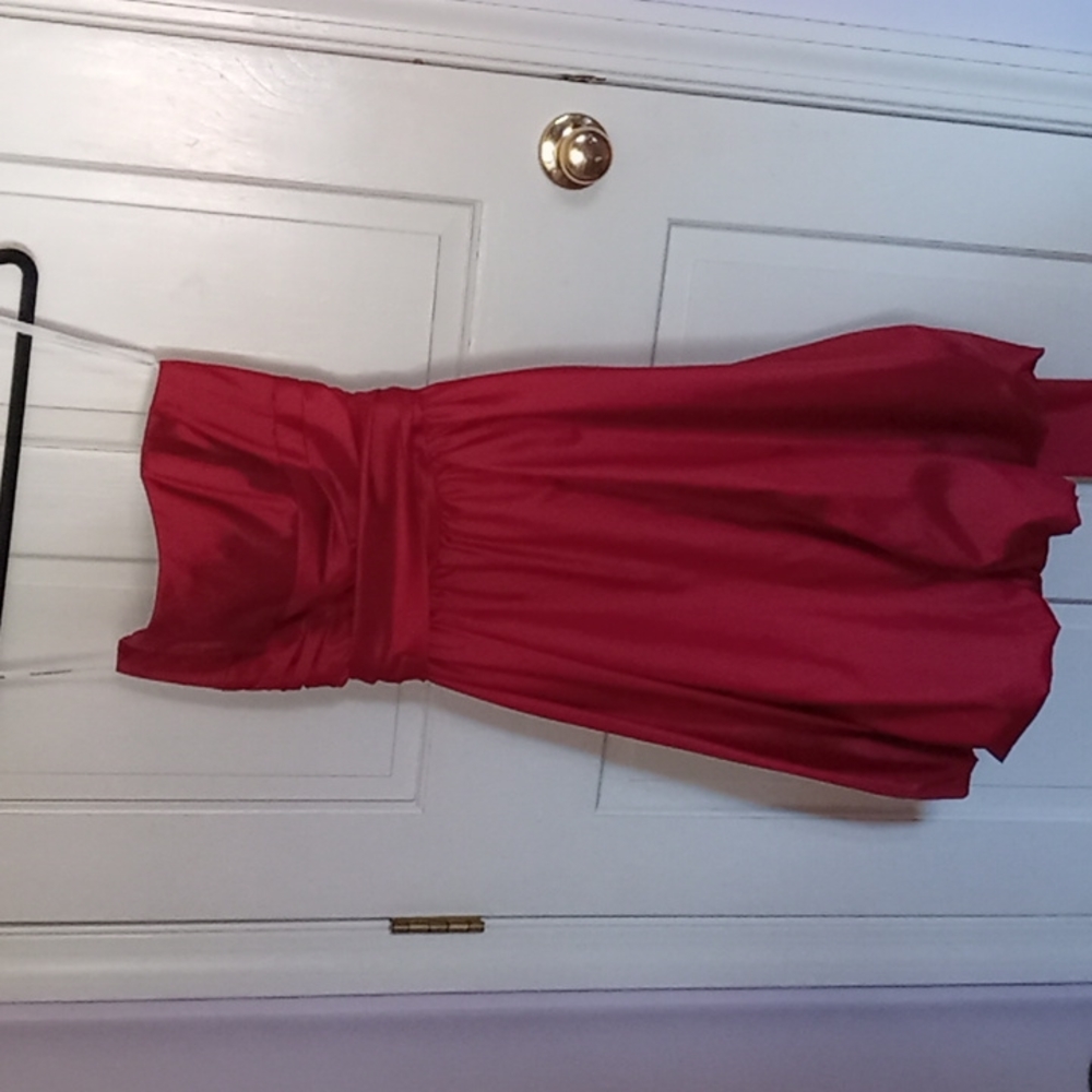 David's Bridal Red Strapless Bridesmaid's Dress
